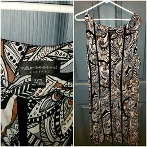 Floral Paisley Vertical Seamed Fit And Flare Dress - Size 22W